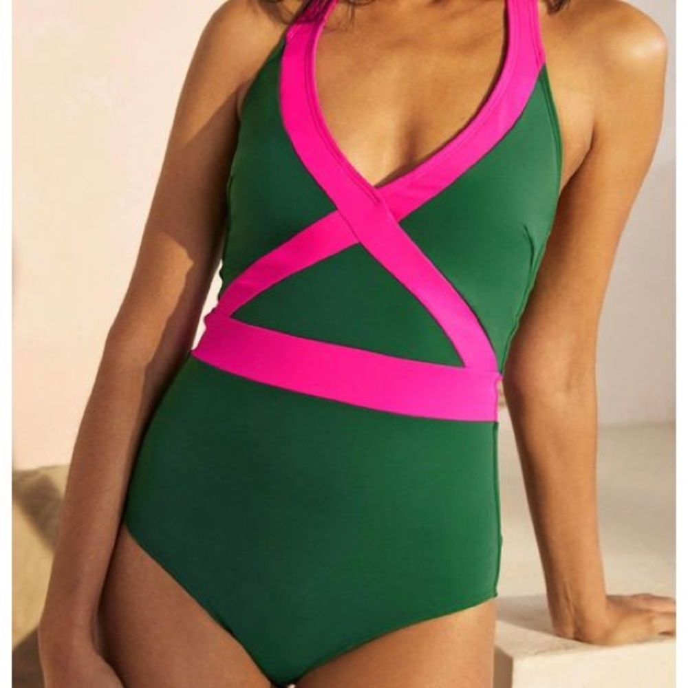 Boden Green and Pink Kefalonia One-Piece Swimsuit, like new!